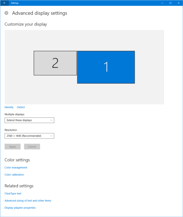 Advanced Display Settings